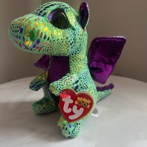 Ty Beanie Boos Sparkly Green and Purple Dragon